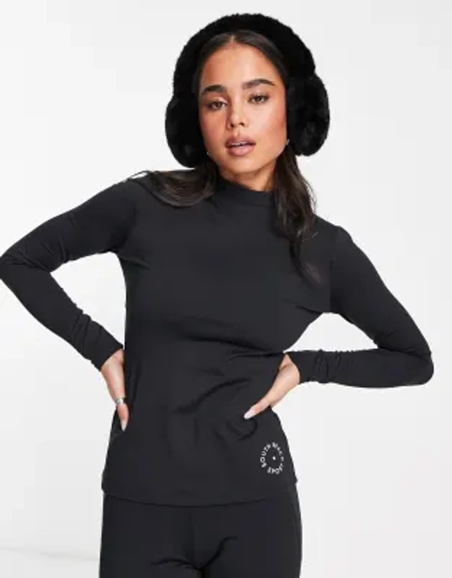 South Beach - Top de ski à manches longues avec envers en polaire - Noir | ASOS