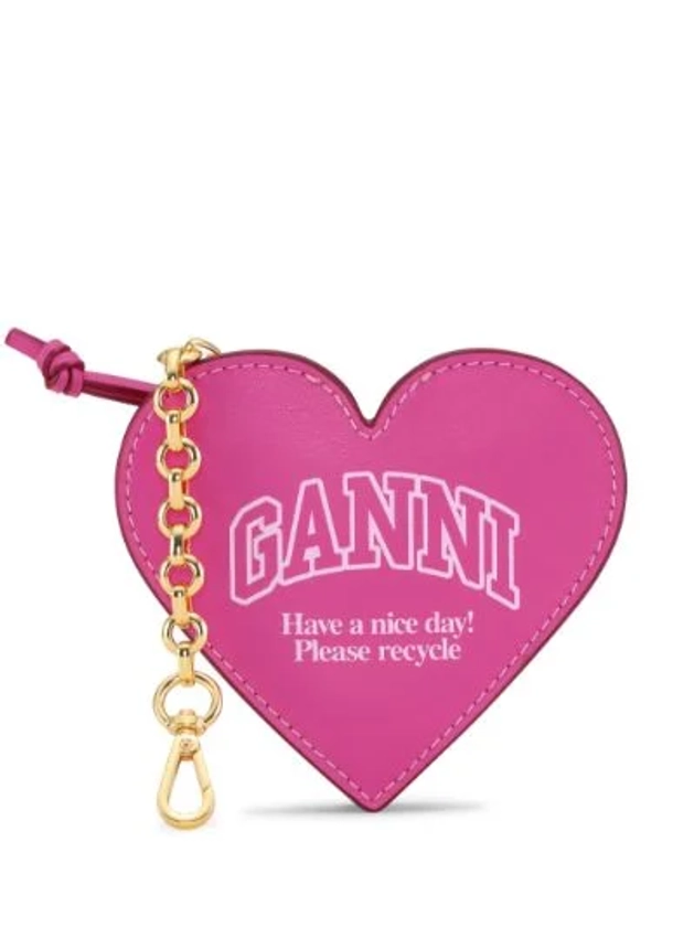 GANNI Pink Funny Heart Zipped Coin Purse | Browns