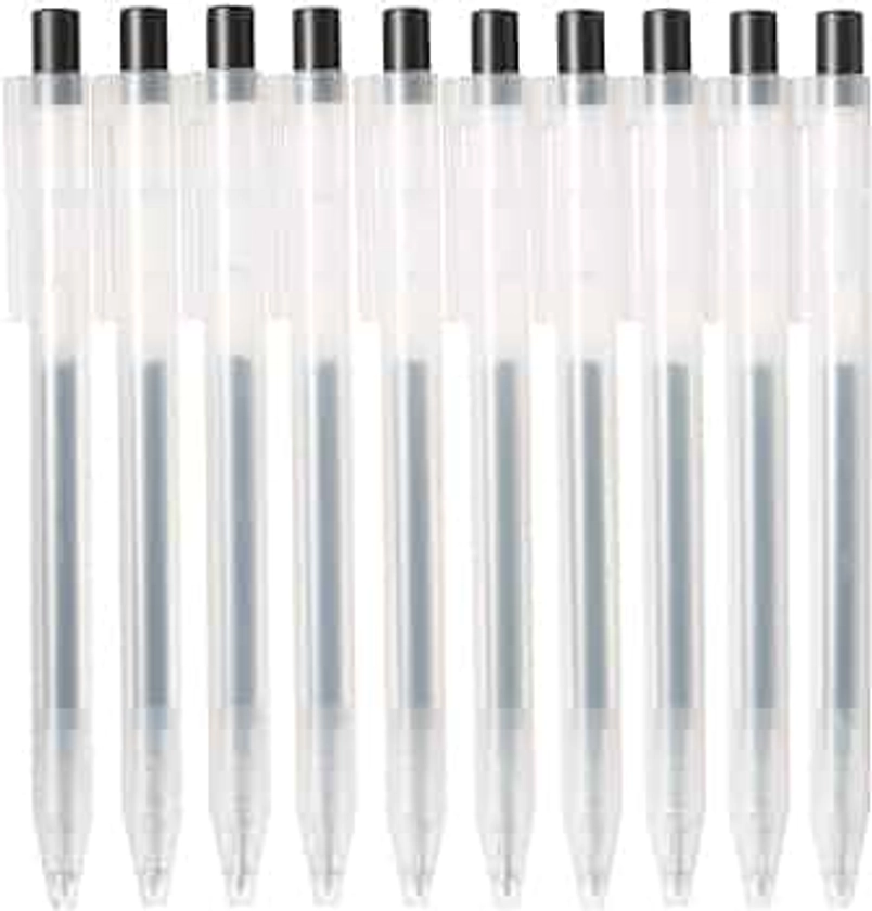 MUJI Smooth Gel Ink Ballpoint Pen Knock Type 10-Pieces Set, 0.5 mm Nib Size, Black