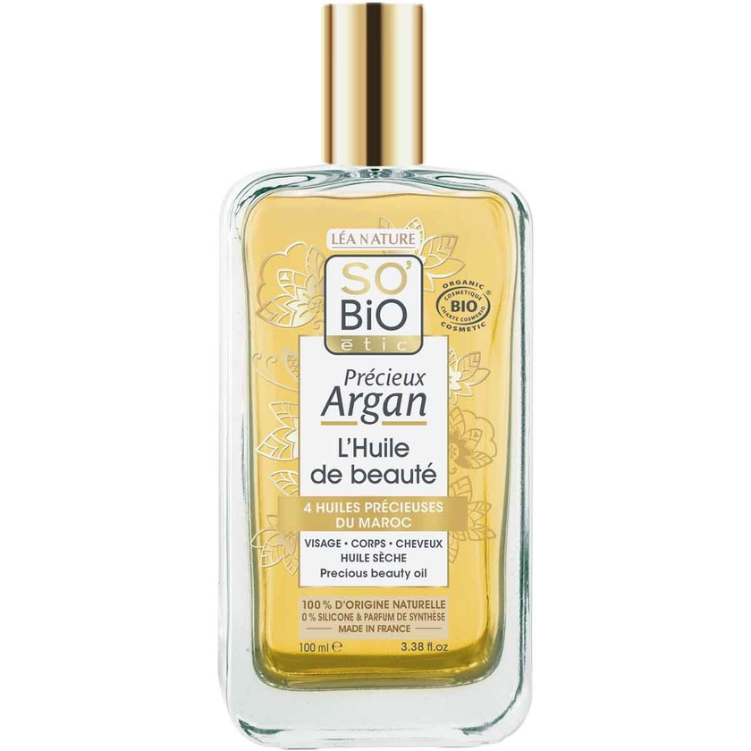 LÉA NATURE SO BIO ÉTIC - Huile d'argan sèche bio - Visage, Corps & cheveux - 100 ml | Beauté Privée