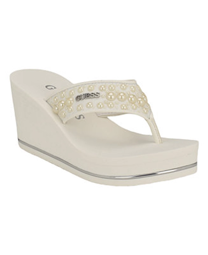 GUESS Women's Silus Embellished Platform Wedge Sandals - Macy's
