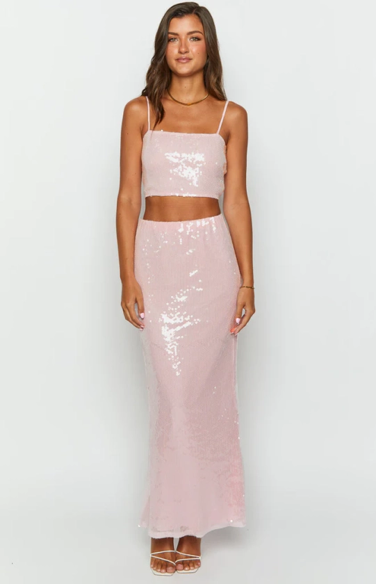 Bellah Pink Sequin Maxi Skirt
