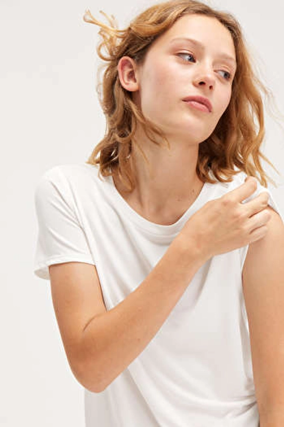 White soft t-shirt - Dark blue - Monki GB