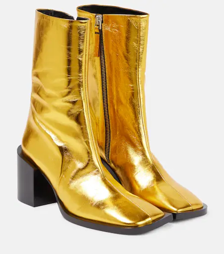 Metallic leather ankle boots in gold - Jil Sander | Mytheresa