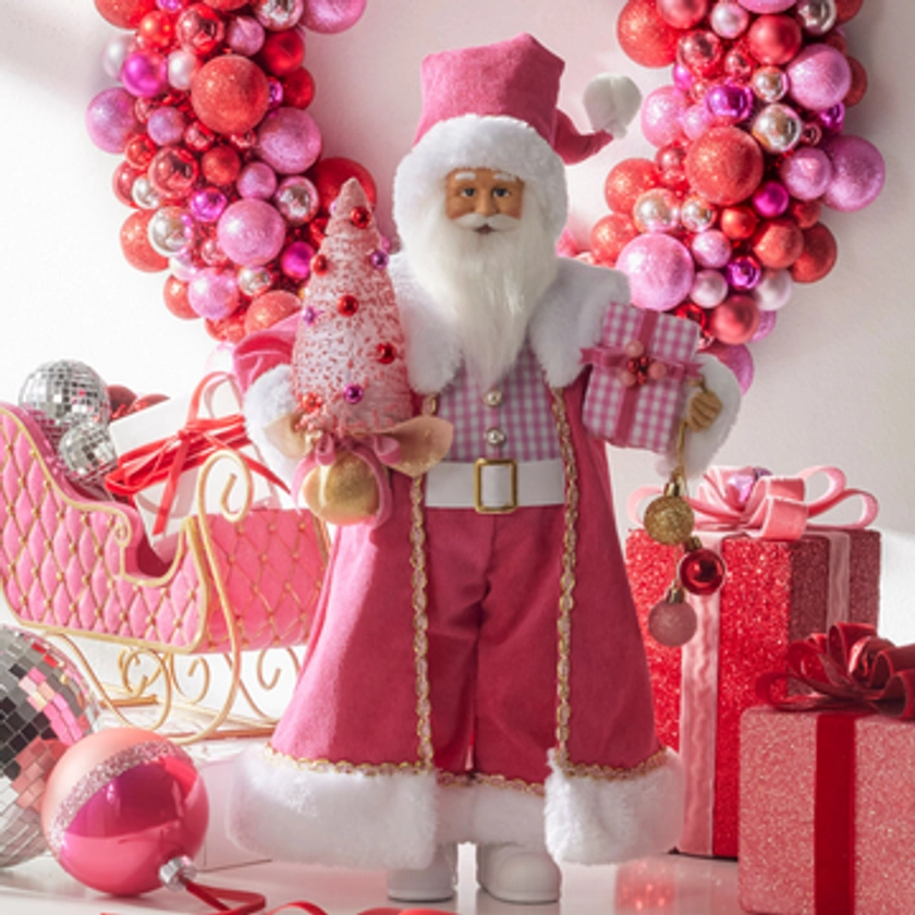 Raz 18" Bubble Gum Diva Pink Santa Christmas Figure 4415589