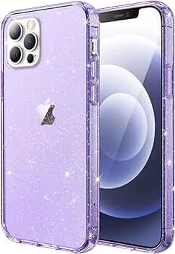 JETech Glitter Case for iPhone 12/12 Pro, 6.1-Inch, Bling Sparkle Shockproof Phone Bumper Cover, Cute Sparkly for Women and Girls (Light Purple)