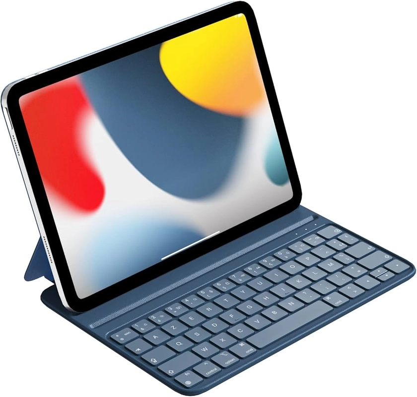 HOU Étui Clavier pour iPad 10e génération, français AZERTY, Clavier Intelligent pour iPad 10-A2696/A2757/A2777, étui de réveil/Veille Automatique pour Clavier Bluetooth, Portable, Angle réglable