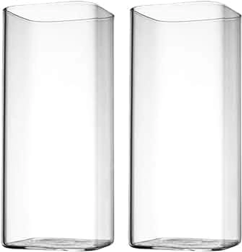 Housoutil 2 vierkante glazen bekers in Japanse stijl, drankbekers, highballglazen, cocktail-whisky-beker, drinkglazen voor biersap, melk, 400 ml : Amazon.nl: Wonen & keuken