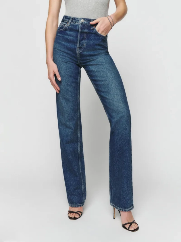 Cynthia High Rise Straight Long Jeans