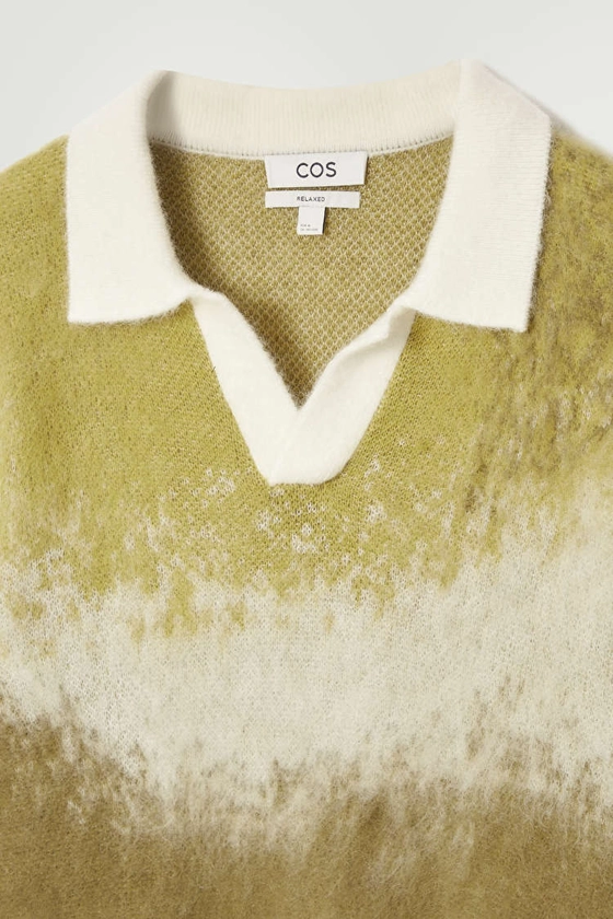 PULL POLO EN MOHAIR MÉLANGÉ BROSSÉ - JAUNE / SABLE - Knitwear - COS