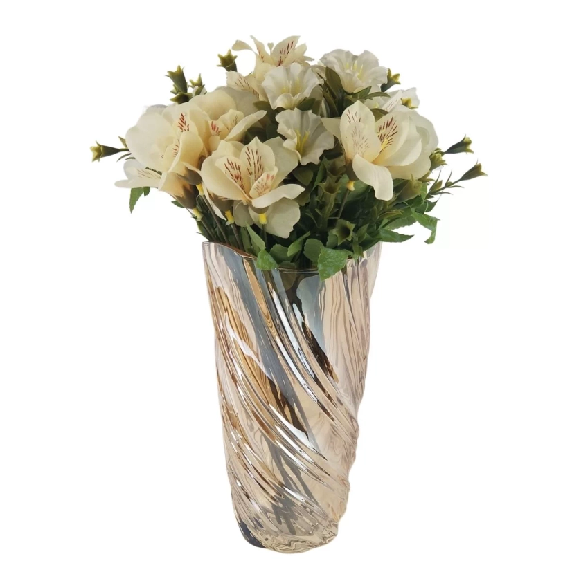 Vaso de Vidro Curvas - Decorativo Para Flores - Cor Âmbar