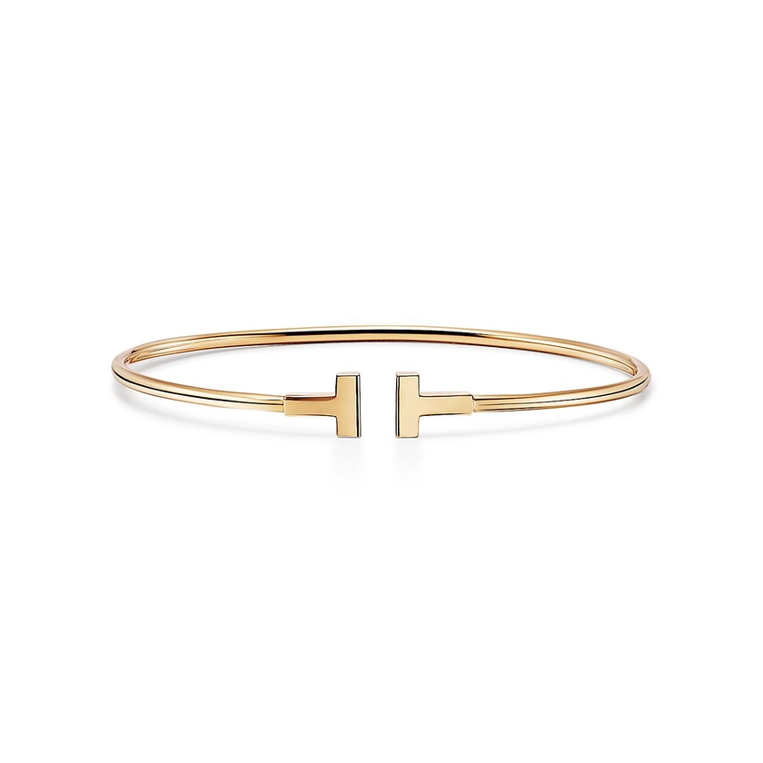 Tiffany T Narrow Wire Bracelet in Yellow Gold | Tiffany & Co. UK