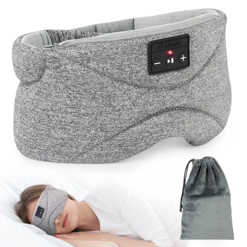 Sleep Headphones Bluetooth Sleep Mask with Ultra Thin Speakers, Soft Comfortable Tech Gadgets for Women Men, Headphones for Side Sleepers Insomnia Meditation Travel Unique Gift