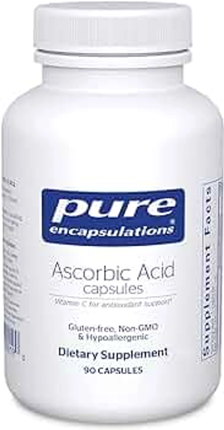 Pure Encapsulations Ascorbic Acid Capsules - 1,000 mg Vitamin C - Antioxidant & Immune Support* - High-Potency Vitamin C - Vegan & Non-GMO - 90 Capsules