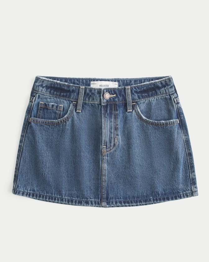 Women's Mid-Rise Denim Mini Skirt | Women's Bottoms | HollisterCo.com