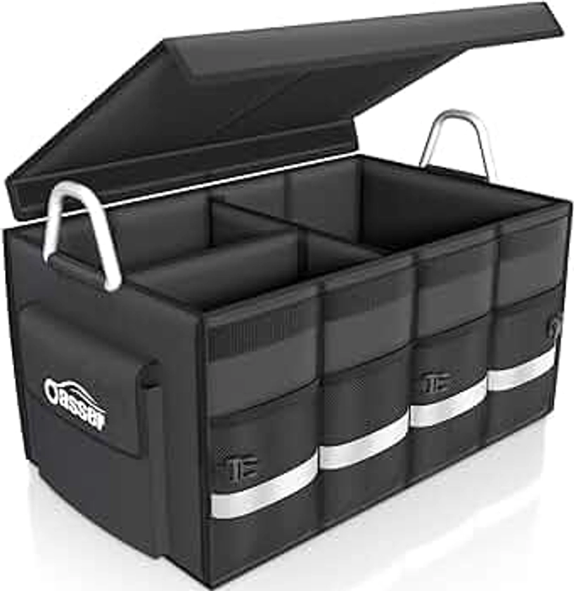 Oasser Car Boot Organiser Trunk Organiser Collapsible Waterproof Durable Multi Compartments with Sturdy Base Hook&Loop Fastener 1680D for Car Truck SUV & Indoor E3