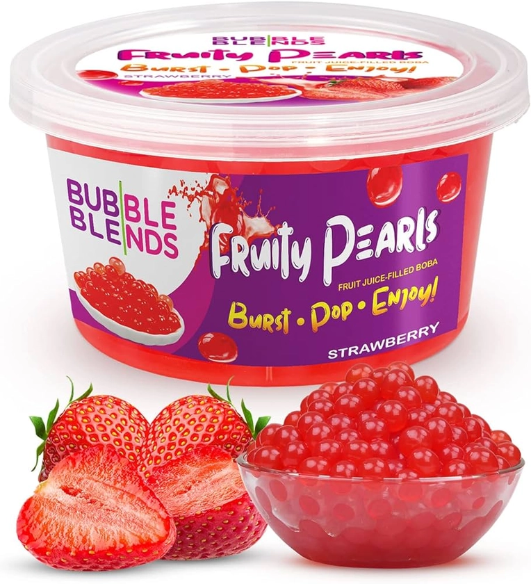 Bubble Blends Strawberry Popping Boba (450g), Fruit Juice-Filled Boba Pearls for Bubble Tea, Fat-Free : Amazon.co.uk: Grocery