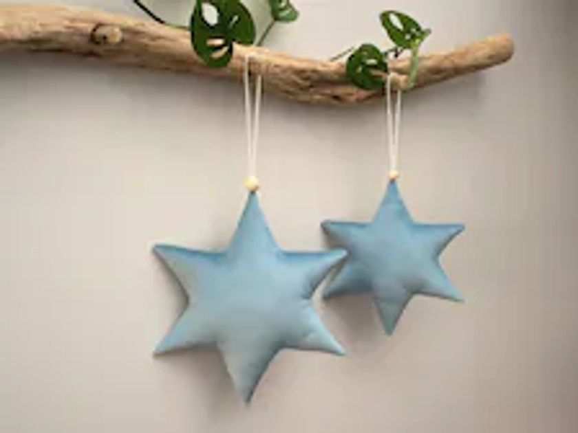 Sky Blue 6-arm Velvet Hanging Star, Star of David, Hanukkah Decor, Scandinavian Decor, Nursery Decoration, Xmas Decor, Christmas Decoration