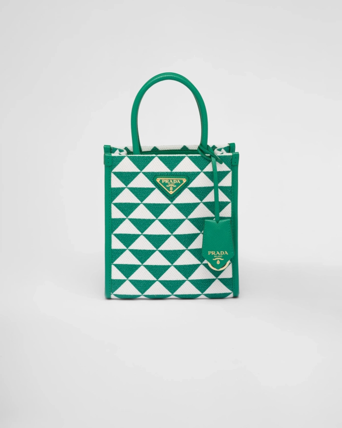 Mango/white Prada Symbole Embroidered Fabric Mini Bag | PRADA