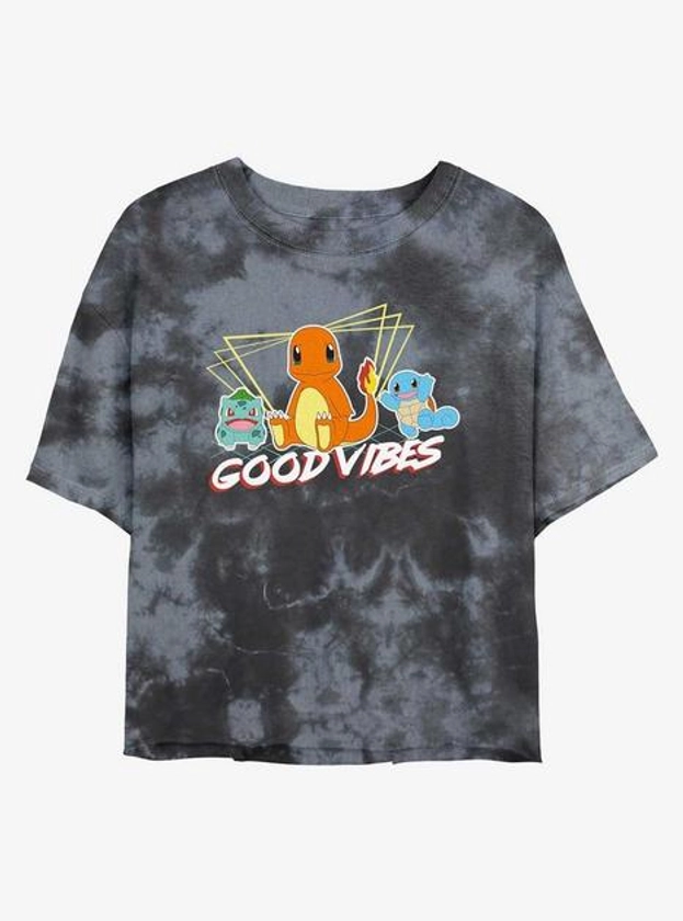 Pokemon Good Vibes Starters Tie-Dye Womens Crop T-Shirt | BoxLunch