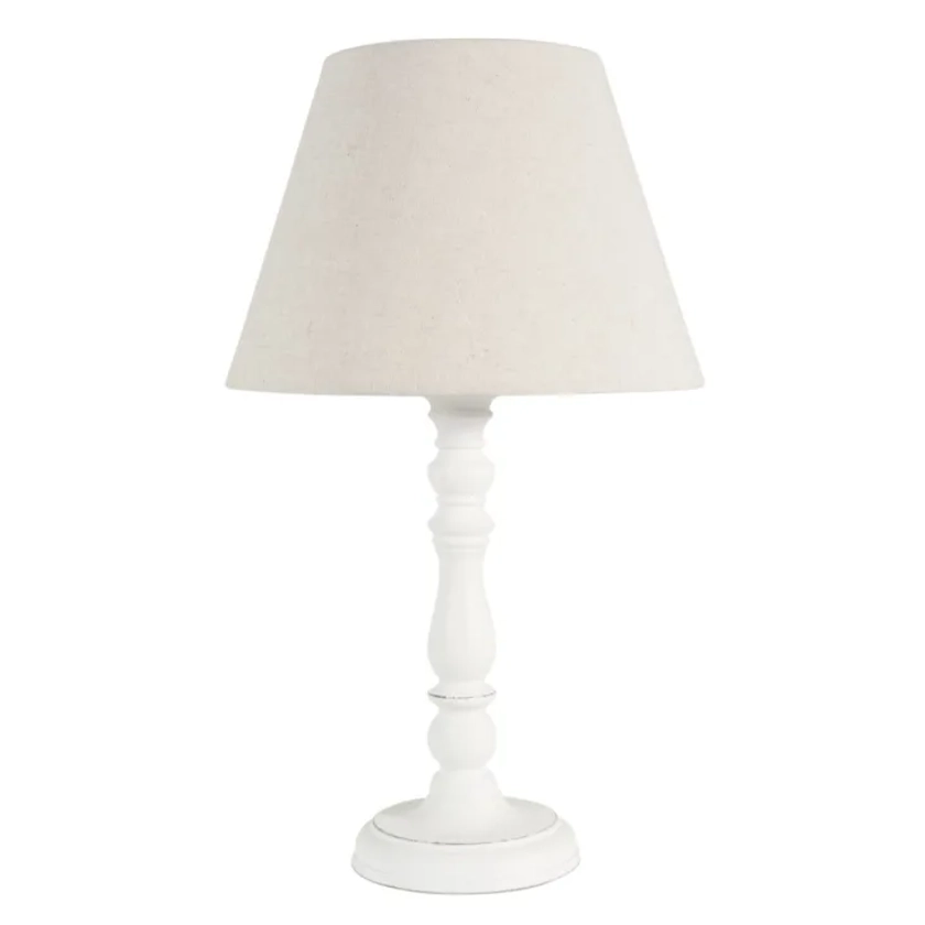 Lampe blanche avec abat-jour beige