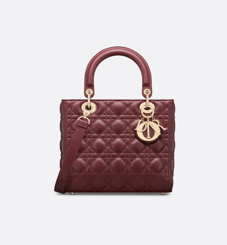 Medium Lady Dior Bag Burgundy Cannage Lambskin | DIOR