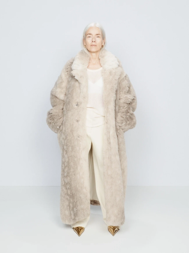 Oversized faux-fur maxi coat
