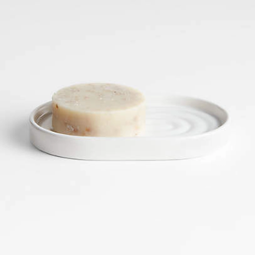 Chet White Ceramic Soap Dish/Sponge Holder + Reviews | Crate & Barrel