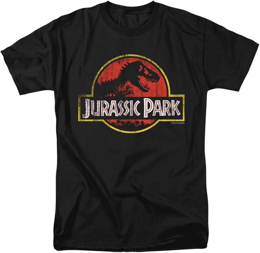 Popfunk Classic Jurassic Park Distressed Logo 1 Mens Short Sleeve Graphic T-Shirt