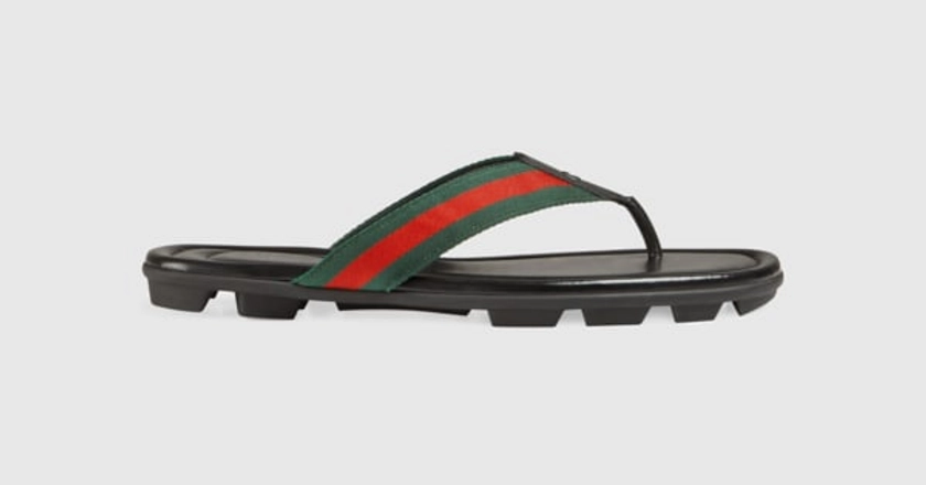 Gucci Web and leather thong sandal