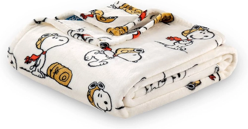 Amazon.com: Berkshire Blanket Peanuts® VelvetLoft® Cute Character Snoopy Plush Throw Blanket,The Flying Ace,Throw 55 in x 70 in (Official Peanuts® Product) : Home & Kitchen