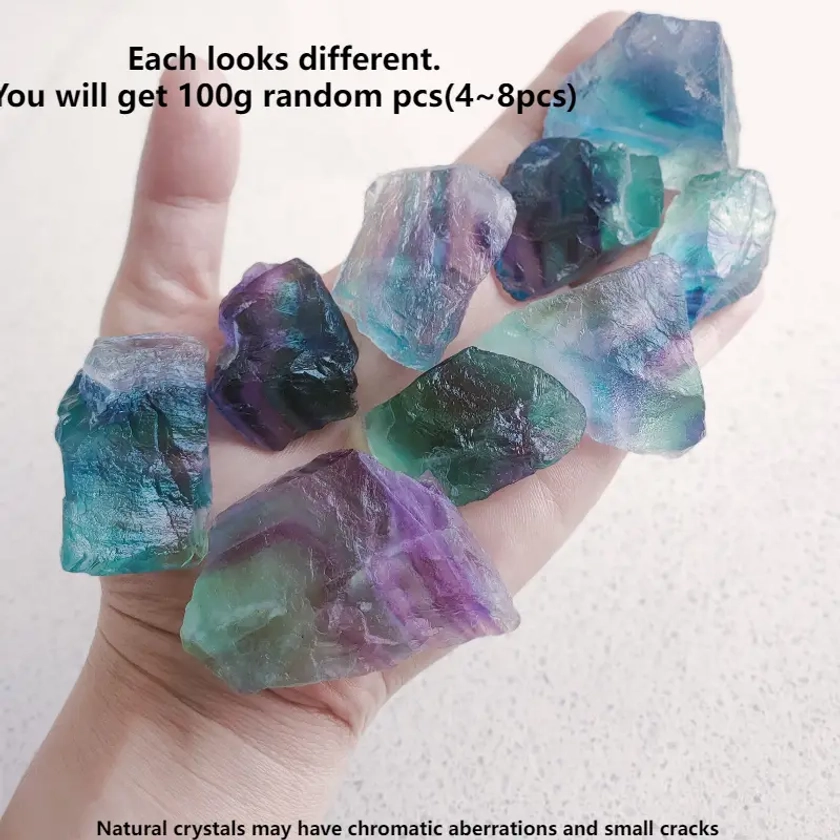 Natural Rainbow Rough Fluorite Stones Crystals - Temu