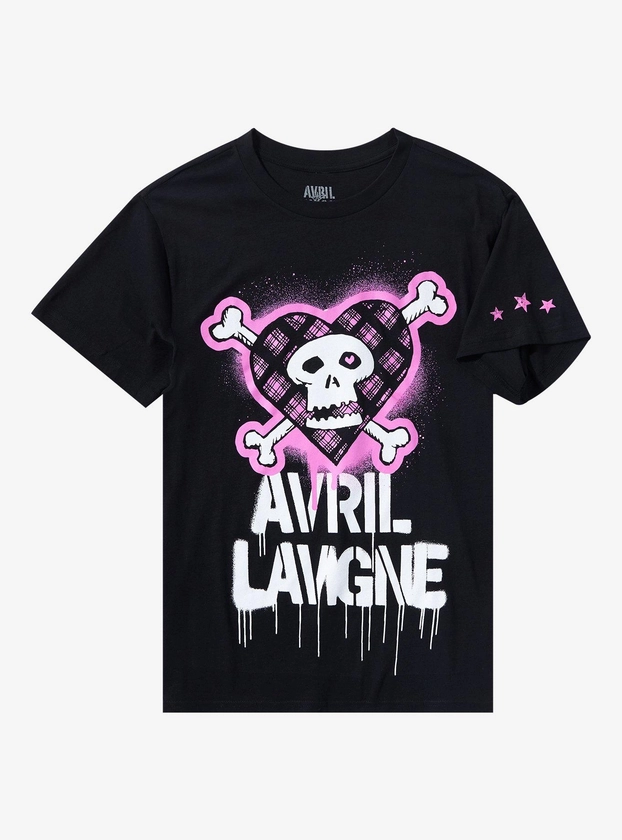 Avril Lavigne Pink Punk Skull Boyfriend Fit Girls T-Shirt