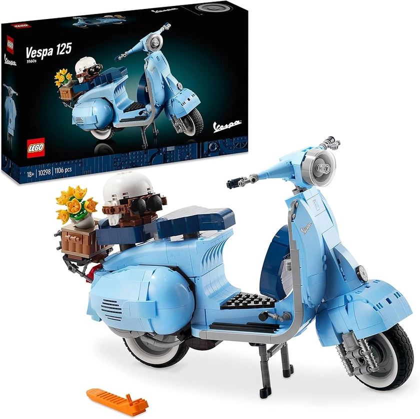 LEGO Icons Scooter Vespa 125 - Kit de Construction Modèle Réduit de l'Icône Italienne Vintage - Collection pour Adulte de Maquette et Modélisme à Construire pour Hommes et Femmes 10298