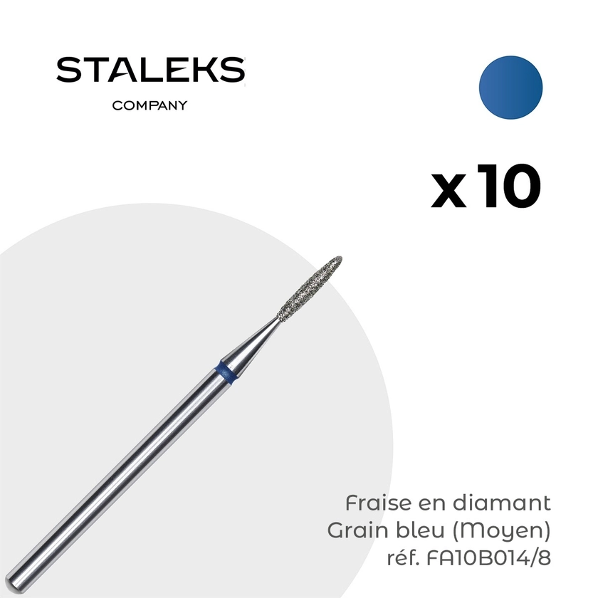 Pack 10 fraises diamant Flamme Bleu 0,14cm Staleks - Fraise Nail Shop