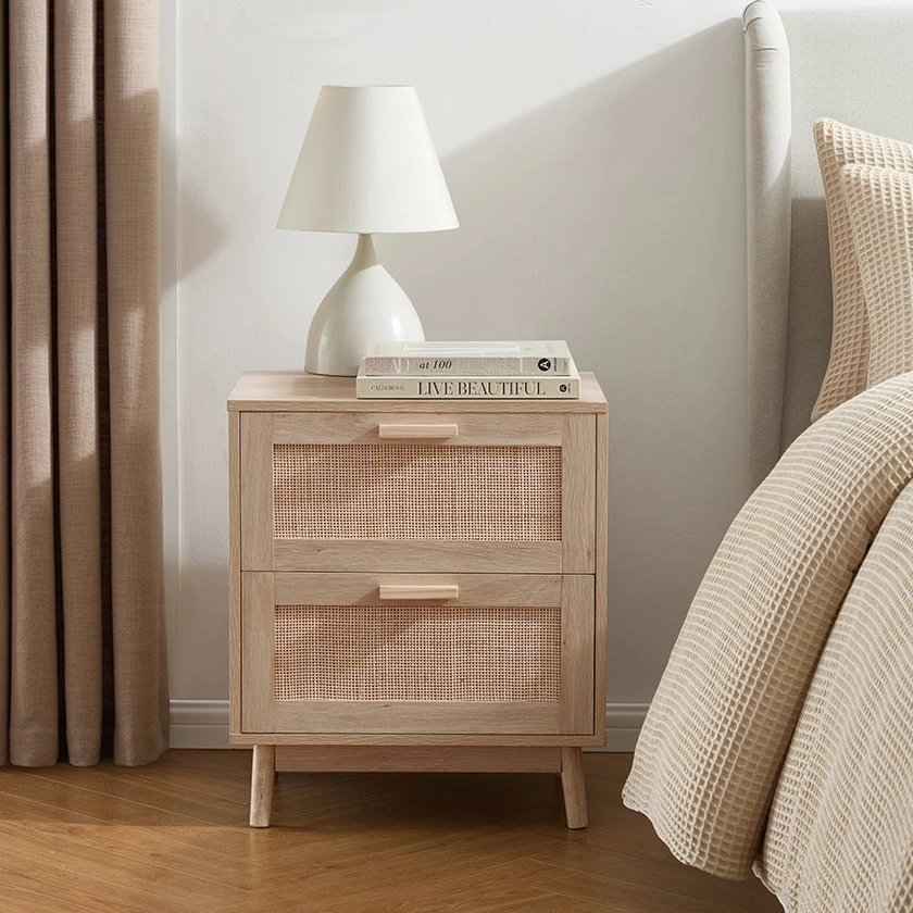 Isla 2 Drawer Bedside Table - Natural