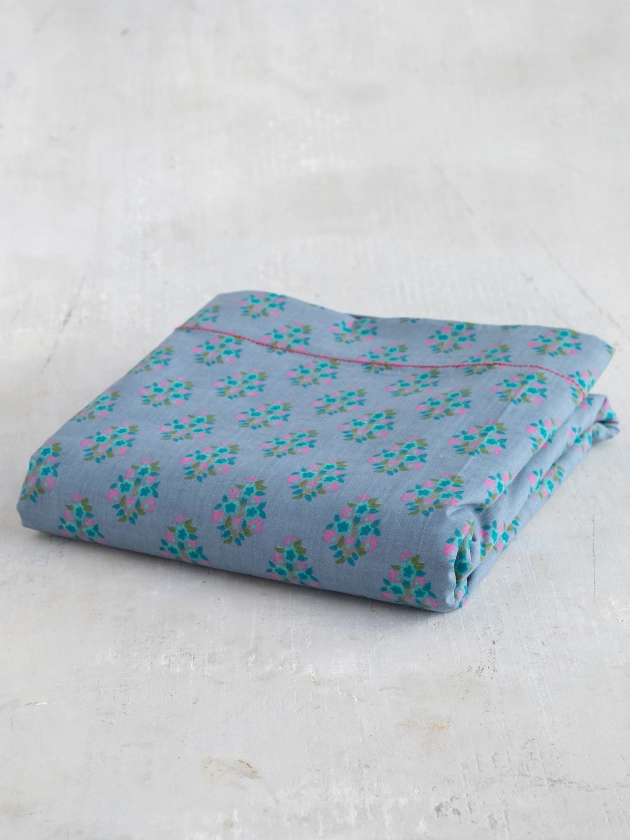 Mix & Match Soft Cotton Flat Sheet - Mint Dahlia – Natural Life