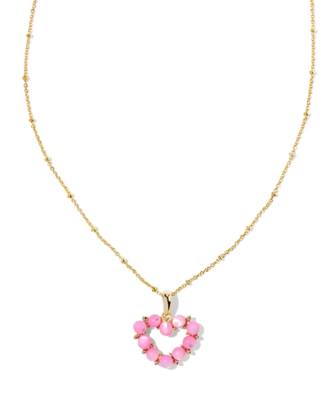 Ashton Gold Heart Short Pendant Necklace in White Pearl | Kendra Scott