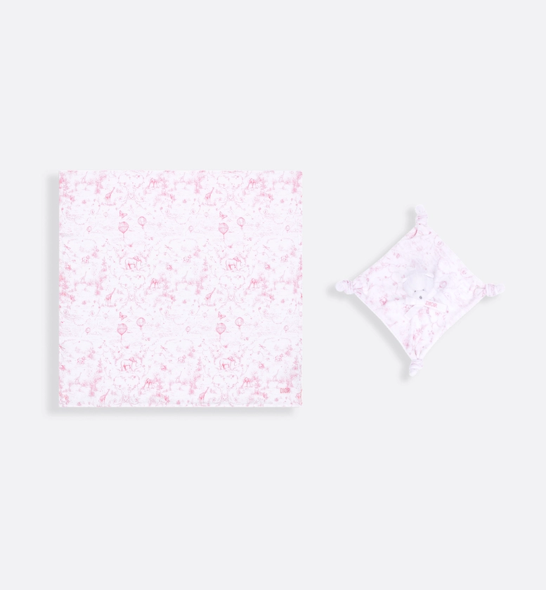 Toile de Jouy Newborn Gift Set Pale Pink and White Muslin, Interlock and Cotton Velvet | DIOR