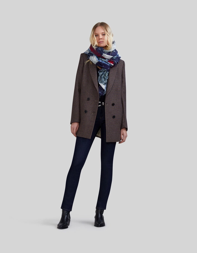 Manteau sésame motif pied-de-poule couleurs Femme