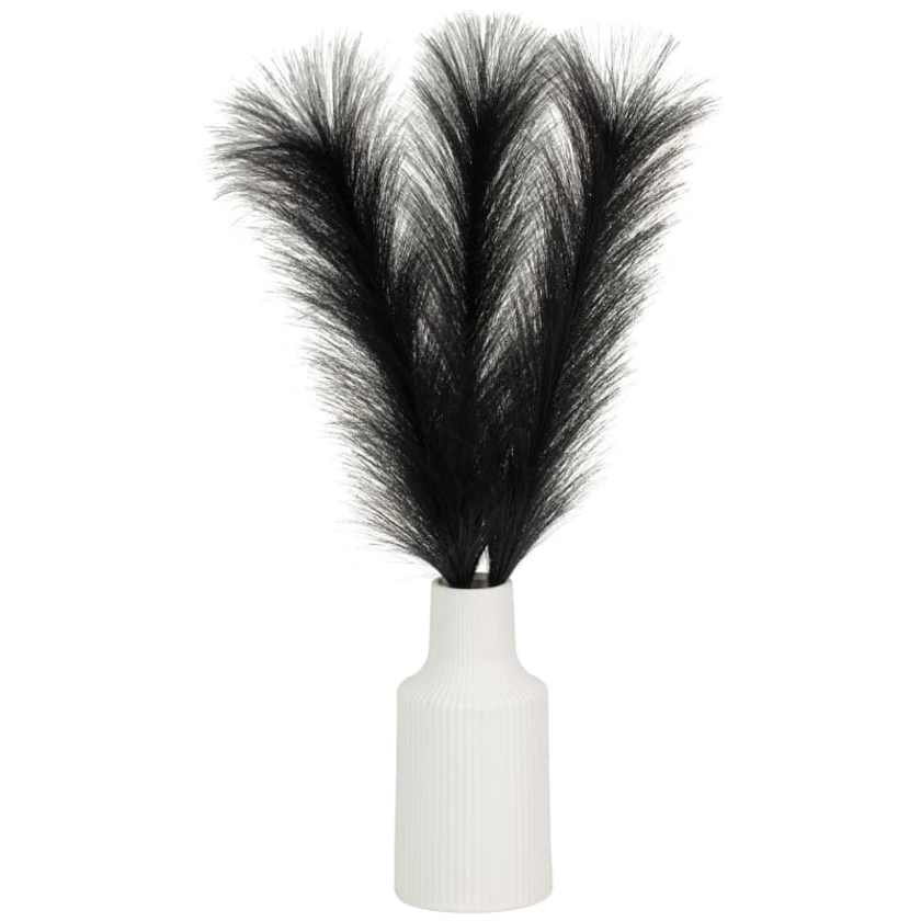 Ribbed Vase with Black Pampas