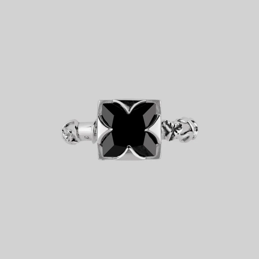 VAULT. Square Onyx & Ivy Ring - Silver