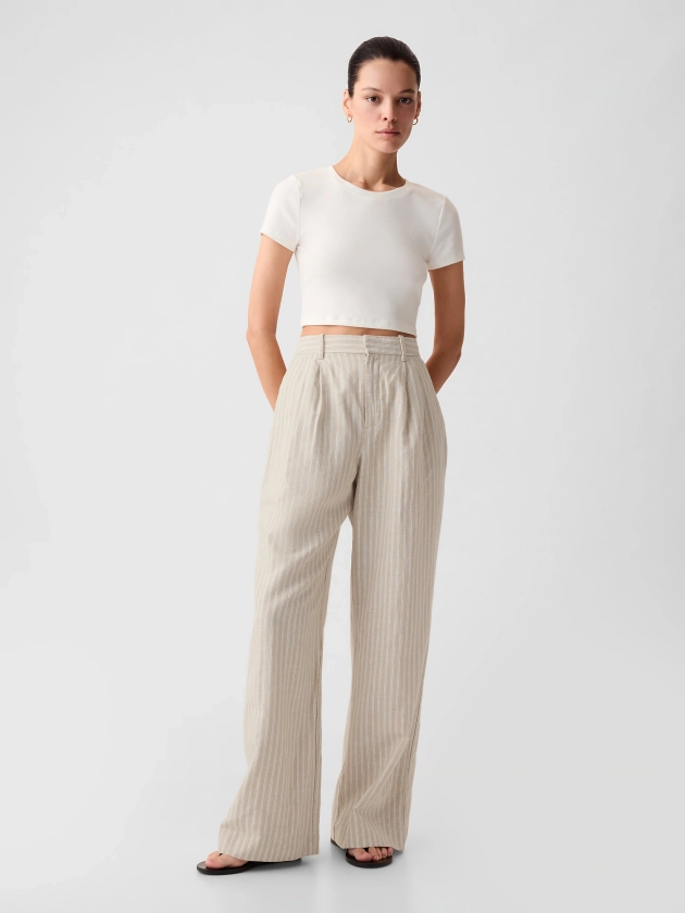 365 High Rise Linen-Cotton Trousers | Gap