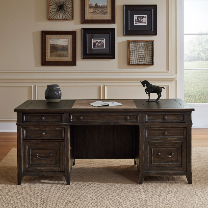 Wade Logan Benkert Executive Desk - Saddle Brown | Wayfair