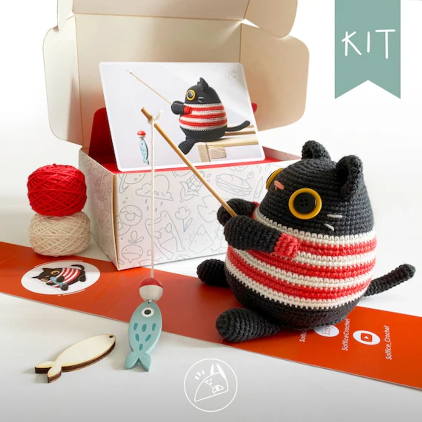 KIT: Orazio il Gatto Pescatore_ KIT AMIGURUMI + Video Corso_ITA