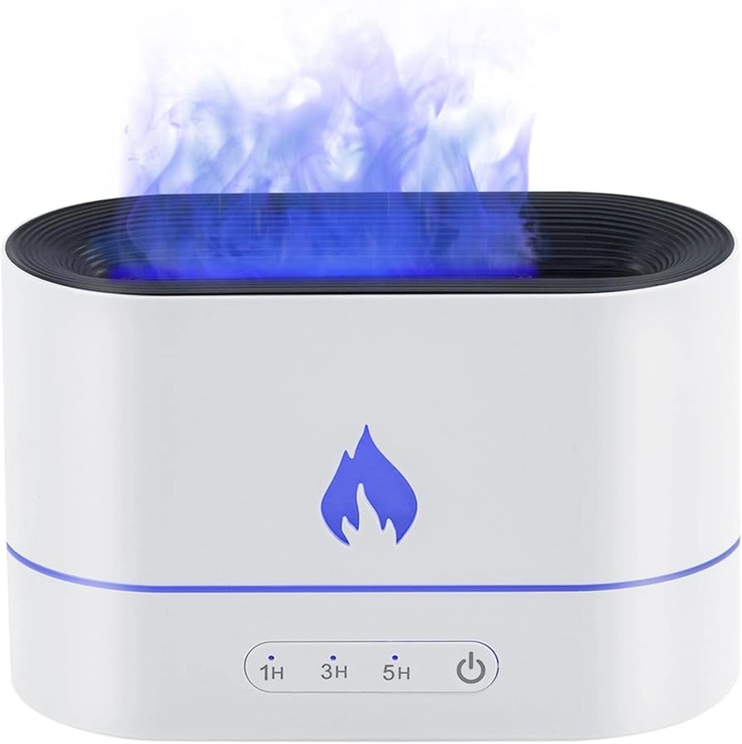 Mcbazel Flame Aroma Diffuser,Fragrance Essential Oil Diffuser Humidifier,Aroma Diffuser Humidifier with 3D Flame Night Light 200mL for Bedroom, Home and Office - White