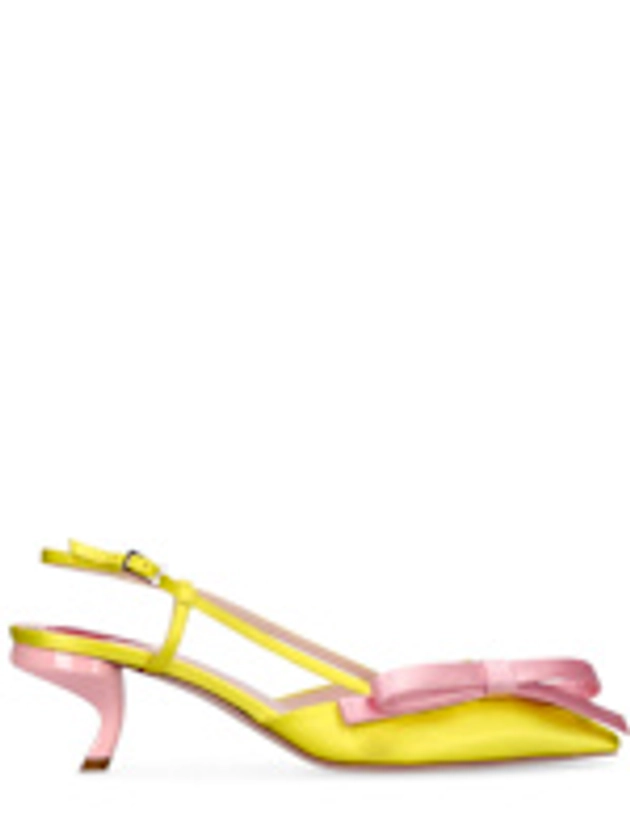 Escarpins en satin virgule bow 55 mm - Roger Vivier - Femme  - Yellow/Pink - 37.5 IT