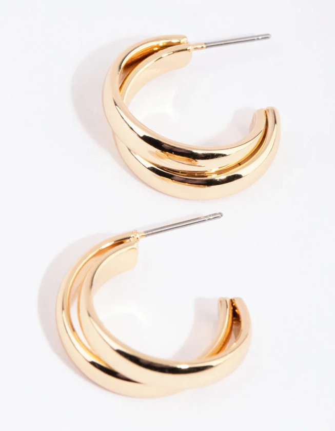 Gold Small Double Hoop Earrings