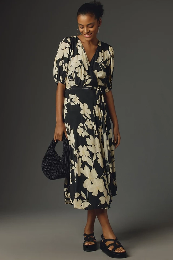 Velvet by Graham & Spencer Kai Floral Wrap Midi Dress | Anthropologie