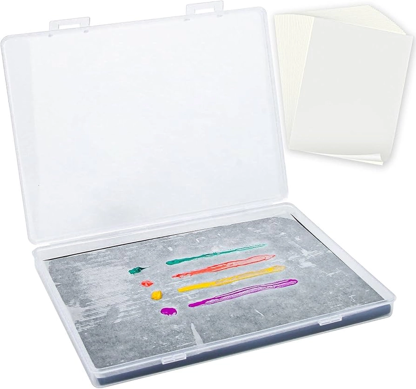 Stay Wet Palette for Acrylic Painting Garpernics Wet Palette Tray with Sponges and 100 Papers for Acrylic Paints, Keep Paint Wet and Fresh for Miniatures